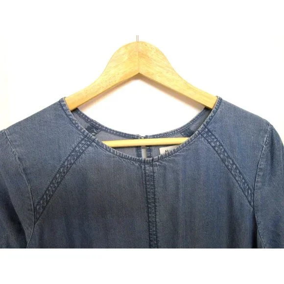 Abercrombie & Fitch Blue Chambray Denim Shirt Sleeve Dress - Women’s Size Medium - Picture 2 of 11